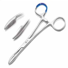 Forceps sponge SERR tip, STR jaw. w/ ratchet 14.5 cm